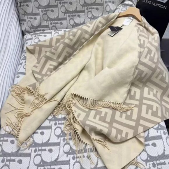 Fendi Women's Cashmere FF Fringe Shawl Cape - Picture 4 of 7